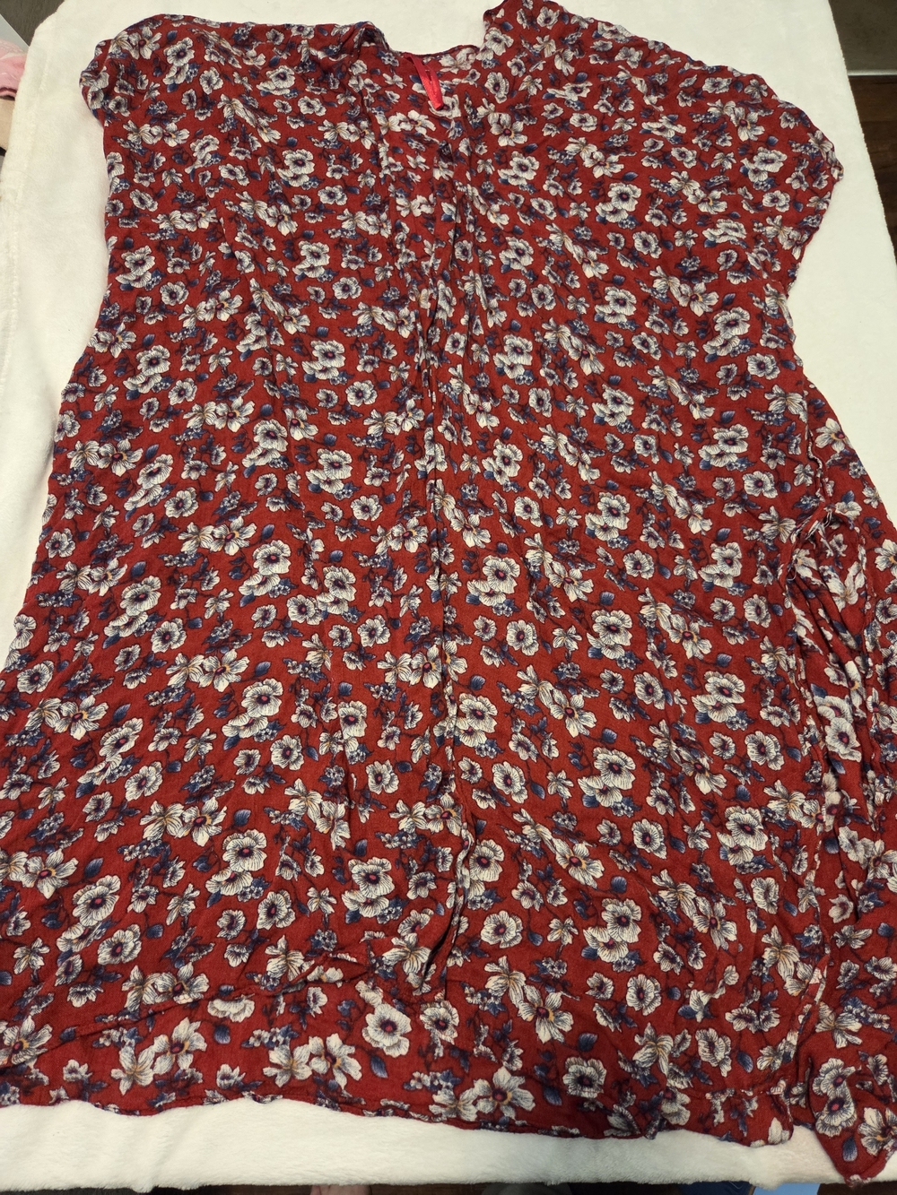 American Eagle Outfitters Red Floral Tunic Cardigan